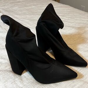 Black satin sock boots
